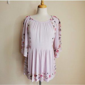 One September S top garden trim blouse split sleeve summer lilac purple pink